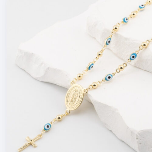 Collar Ojo Turco Virgen de Guadalupe Oro Lam