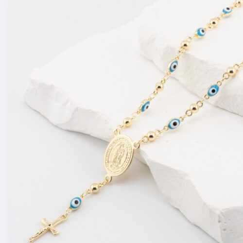 Collar Ojo Turco Virgen de Guadalupe Oro Lam