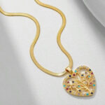 Collar de cadena plana de acero inoxidable con diseño de árbol de la vida