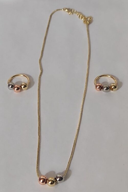 JUEGO DE BOLITAS MULTICOLOR EN ORO LAM