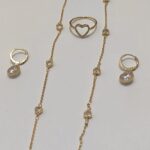 JUEGO DE CRISTAL DIAMANTADO EN ORO LAMINADO