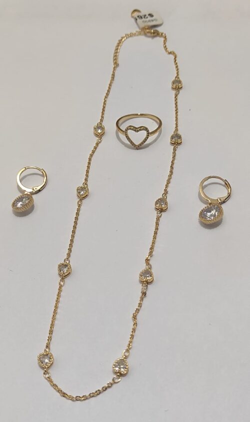 JUEGO DE CRISTAL DIAMANTADO EN ORO LAMINADO