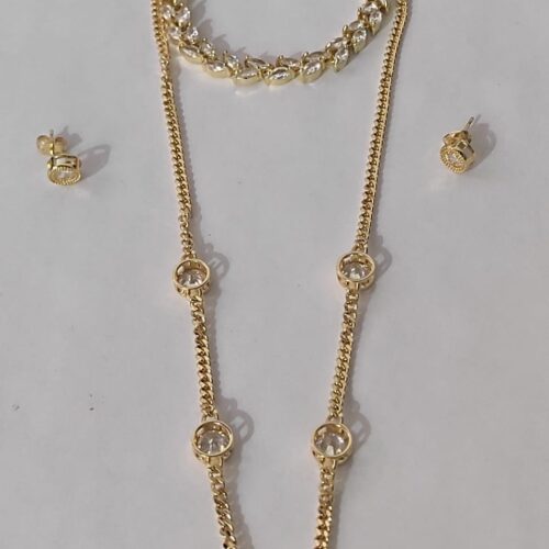 JUEGO DE CRISTAL EN ORO LAMINADO 18K