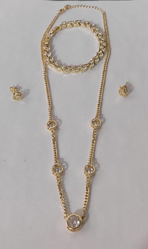 JUEGO DE CRISTAL EN ORO LAMINADO 18K