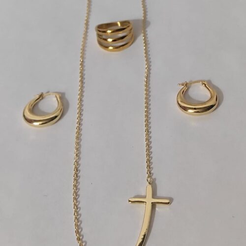 JUEGO DE CRUZ EN ORO LAMINADO