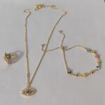 JUEGO DE OJO TURCO MULTICOLOR EN ORO LAMINADO
