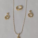 JUEGO DE ROSA CON INC DE CRISTAL ORO LAMINADO