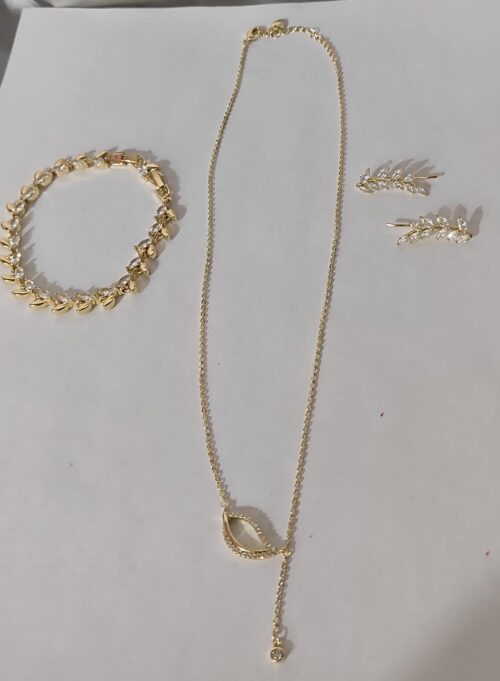 JUEGO DE HOJAS CON CRISTAL ORO LAM