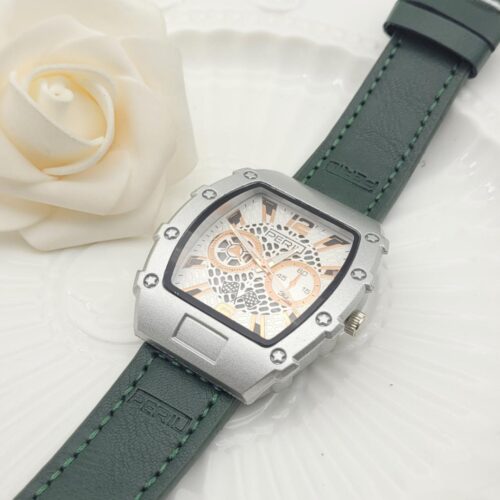Reloj Elegante Unisex con Correa de Cuero Plateado (6 unid)– ¡Resistente al Agua y Súper Liviano!