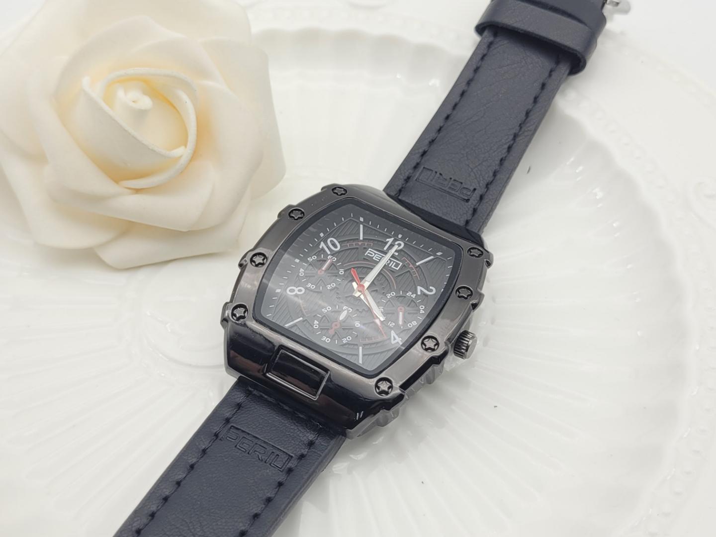 Reloj Elegante Unisex con Correa de Cuero Negro (6 unid) – ¡Resistente al Agua y Súper Liviano!