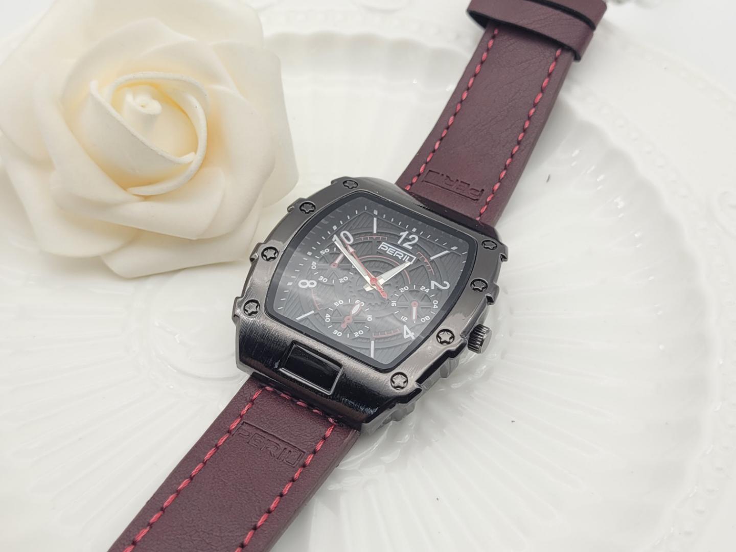 Reloj Elegante Unisex con Correa de Cuero Marrón (6 unid)– ¡Resistente al Agua y Súper Liviano!