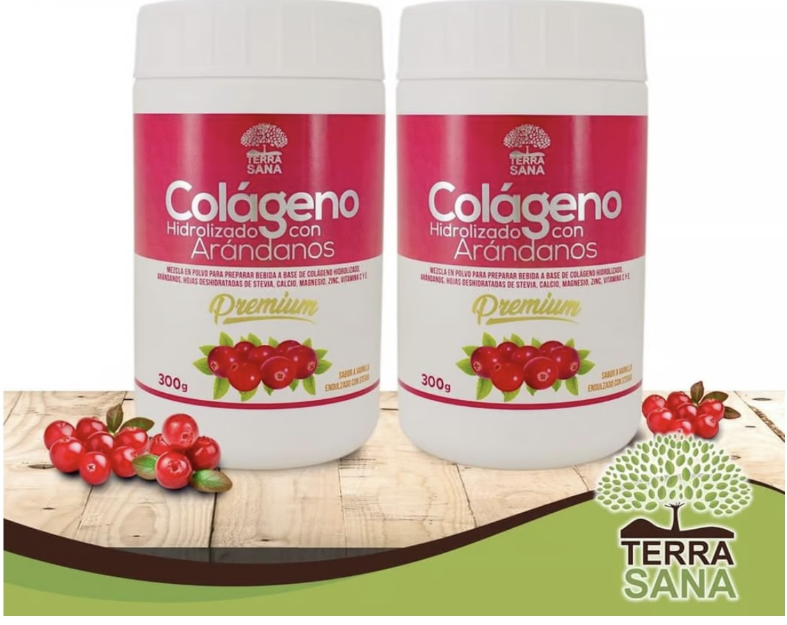 Colágeno Hidrolizado con Arándano + Vitamina E Magnesio, Calcio en Polvo
