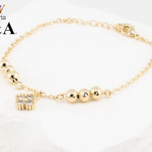 Pulsera Cuencas Zirconia Oro Lam.