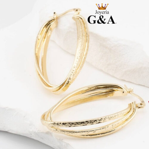 Arracada Curva Triple Oro Lam.