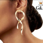 Aretes Largos Serpentin Oro Lam.