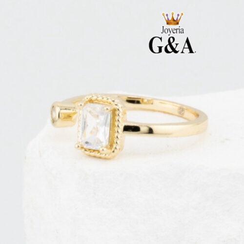 Anillo Ajustable Rectangular Zirconia Oro Lam.