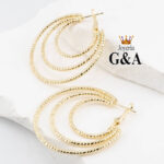 Arracada Triple Espiral Oro Lam.