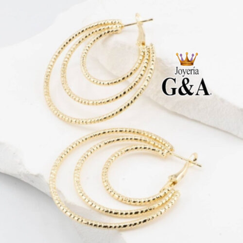 Arracada Triple Espiral Oro Lam.