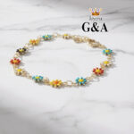 Pulsera Gerberas Multicolor Oro Lam.
