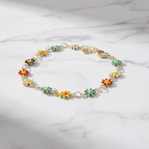Pulsera Gerberas Multicolor Oro Lam.