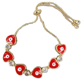 Pulsera Ojos Turcos y Corazones 6 unid