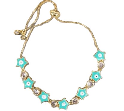 Pulsera Ojos Turcos y Estrellitas 6 unid