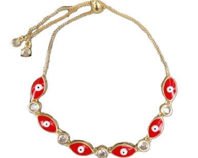 Pulsera Ajustable Ojitos y circonias 6 unid