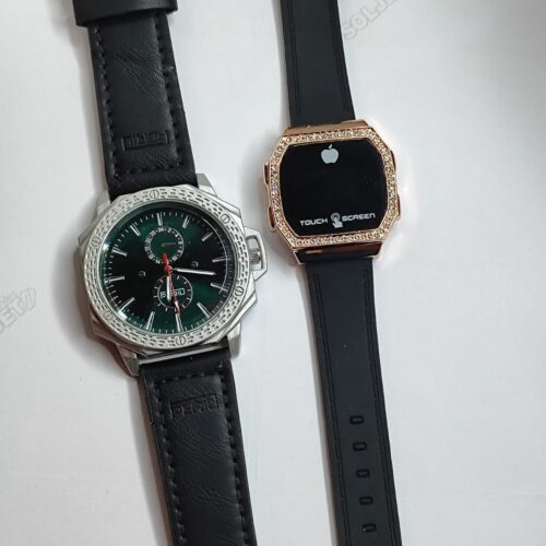 Set 2 Relojes Deportivo para el y para ella con Circonias brillantes touch