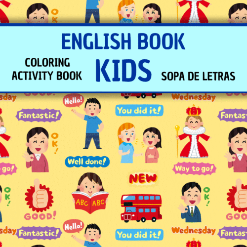 English E-Book - Coloring and activity book ¡Inglés Fácil y Divertido! Mi Cuaderno de Actividades con Sopa de Letras y Colores Portada personalizada (Digital)