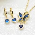 Mariposas cristal y corazones en oro laminado 18 k