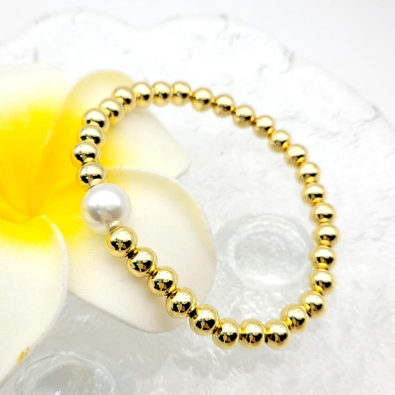 Pulsera chick perla en oro laminado 18K