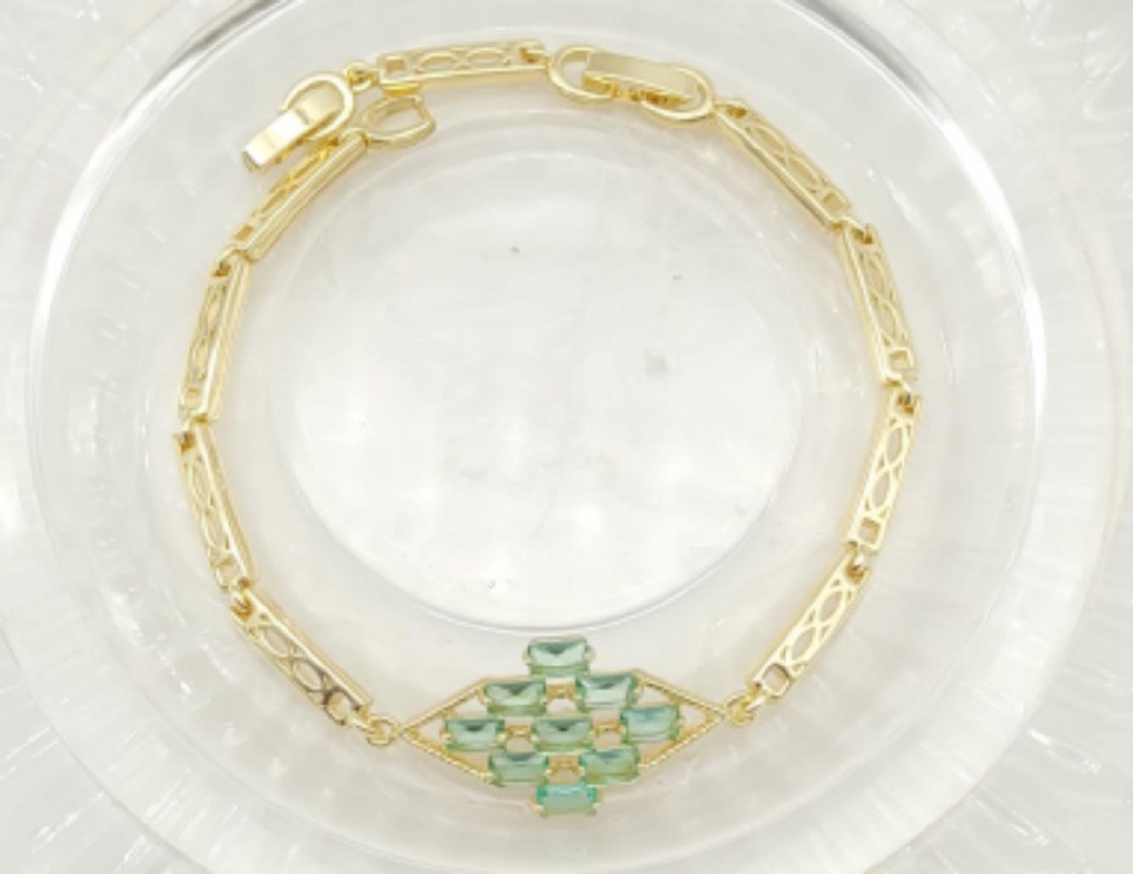 Infinito turqueza Pulsera en oro laminado 18 k